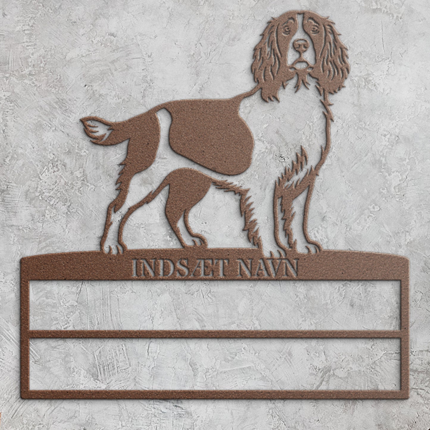 Personlig Engelsk Springer Spaniel brun metal navneskilt til rosetter..