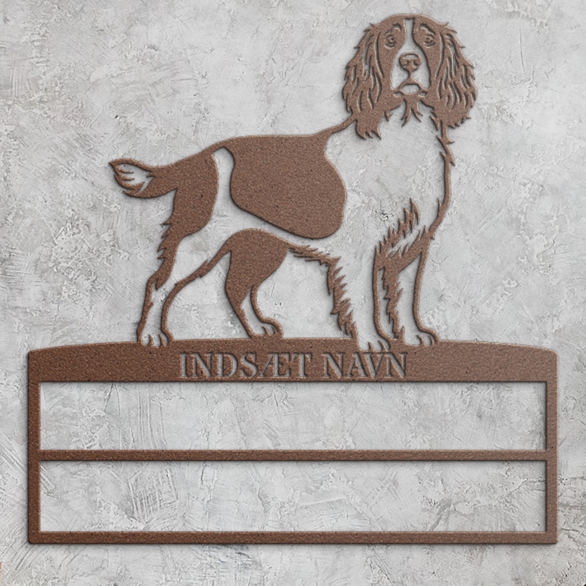 Personlig Engelsk Springer Spaniel brun metal navneskilt til rosetter..