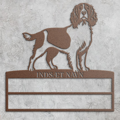 Personlig Engelsk Springer Spaniel brun metal navneskilt til rosetter..