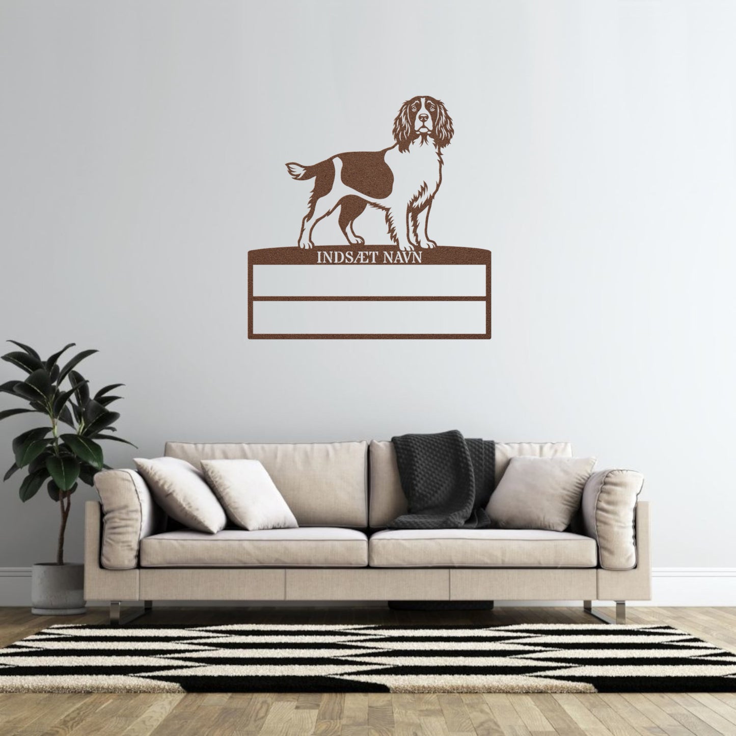 Personlig Engelsk Springer Spaniel brun metal navneskilt til rosetter.