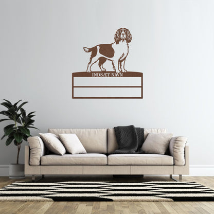 Personlig Engelsk Springer Spaniel brun metal navneskilt til rosetter.