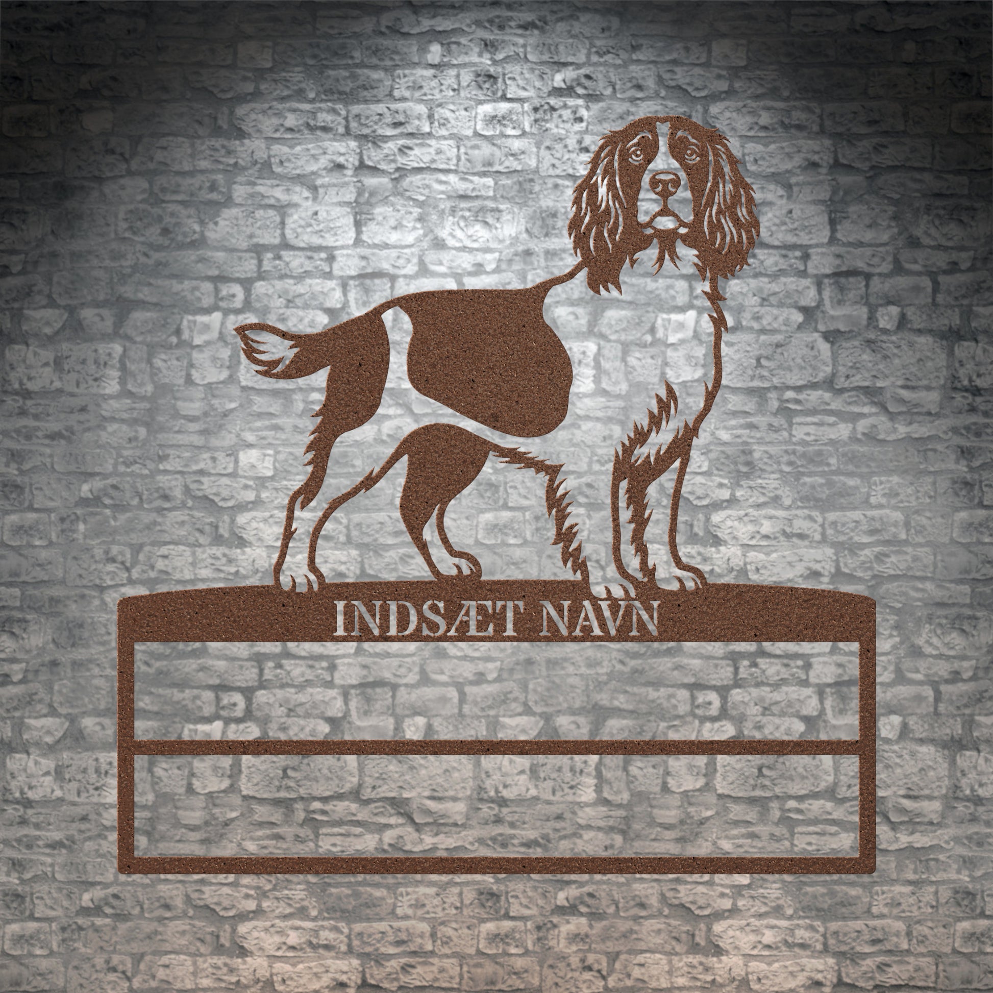 Personlig Engelsk Springer Spaniel brun metal navneskilt til rosetter