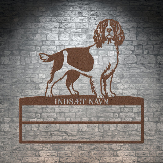 Personlig Engelsk Springer Spaniel brun metal navneskilt til rosetter