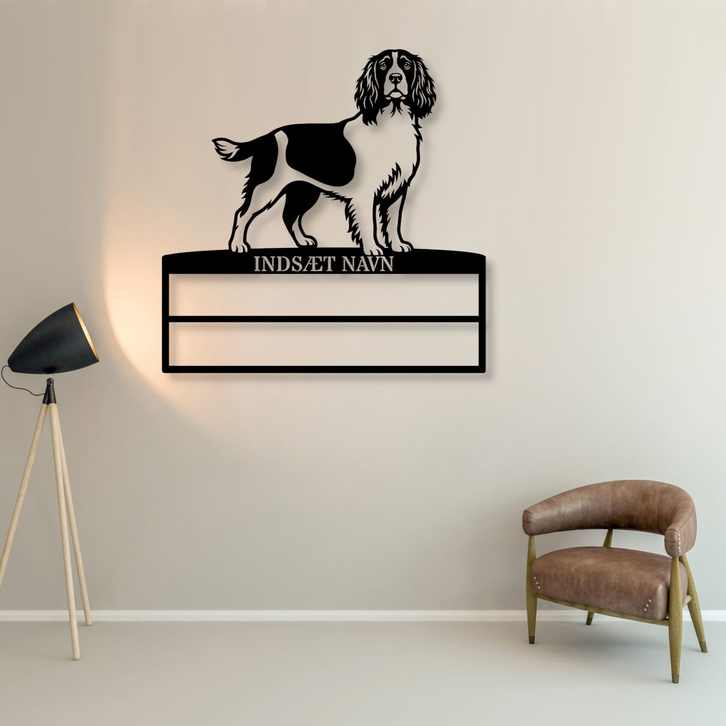Personlig Engelsk Springer Spaniel metal navneskilt til rosetter....