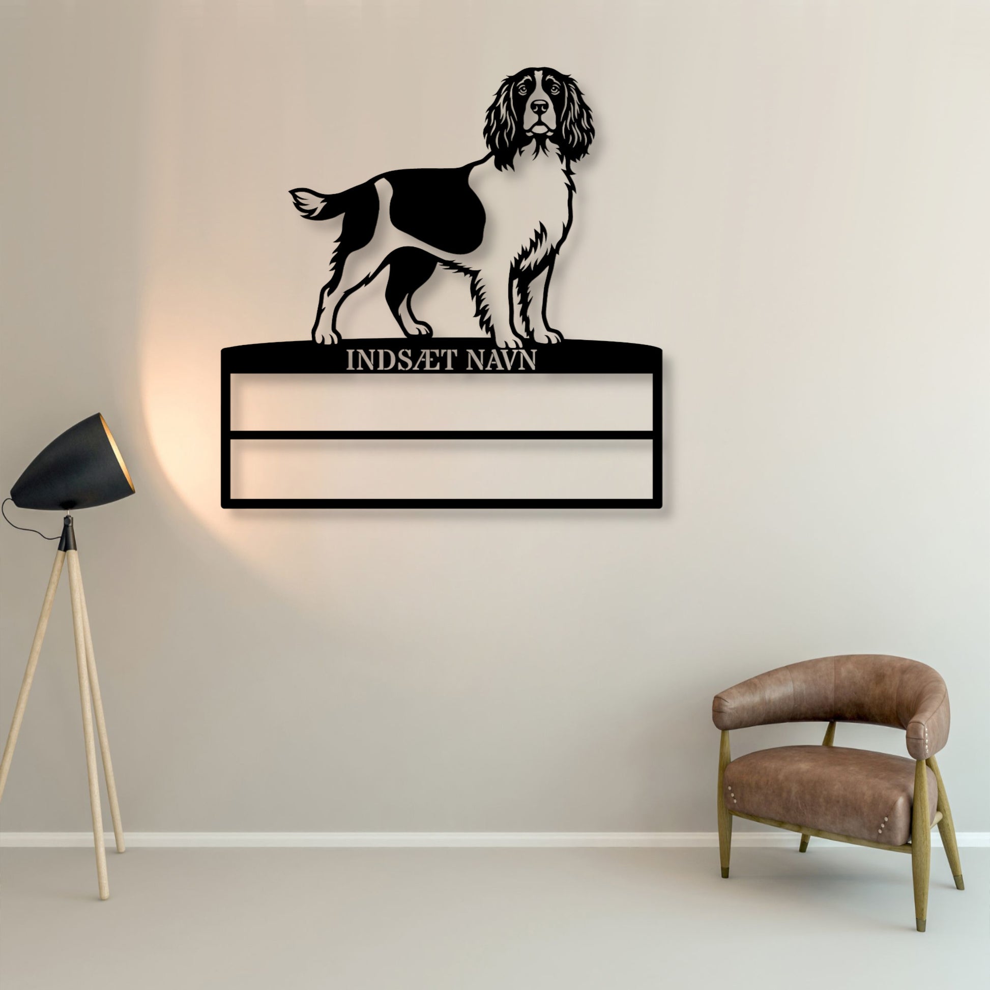 Personlig Engelsk Springer Spaniel metal navneskilt til rosetter....