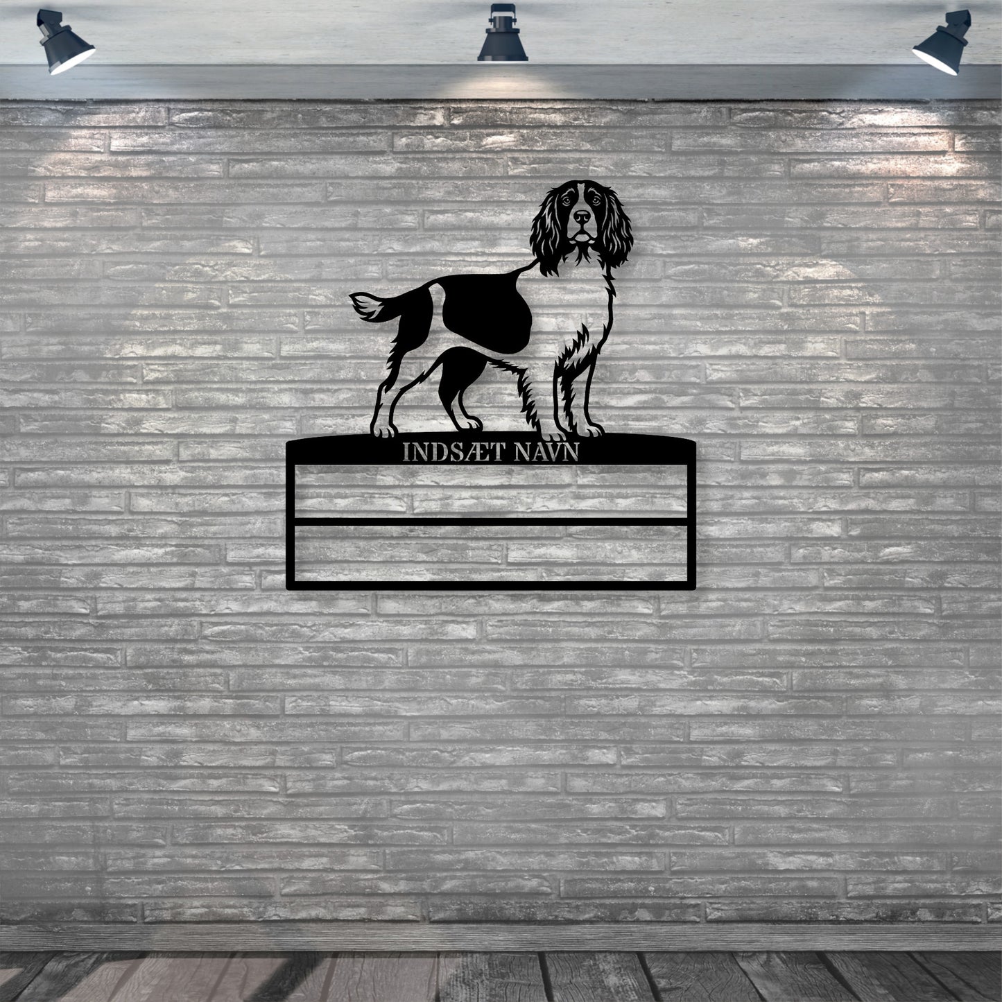 Personlig Engelsk Springer Spaniel metal navneskilt til rosetter.