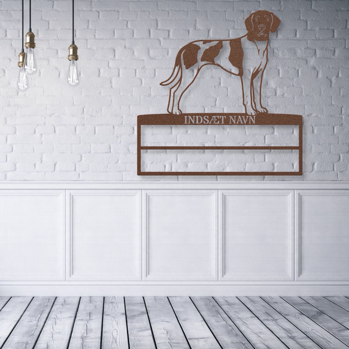 Personlig Gammel Dansk hønsehund brun metal navneskilt til rosetter...