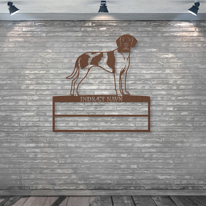 Personlig Gammel Dansk hønsehund brun metal navneskilt til rosetter..