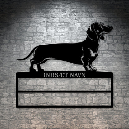 Personlig Gravhund rosette display metalskilt med personlig tekst og navn. Unik Gaveide til hundeejer....