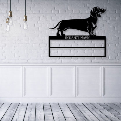 Personlig Gravhund rosette display metalskilt med personlig tekst og navn. Unik Gaveide til hundeejer...