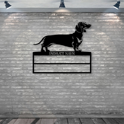 Personlig Gravhund rosette display metalskilt med personlig tekst og navn. Unik Gaveide til hundeejer..