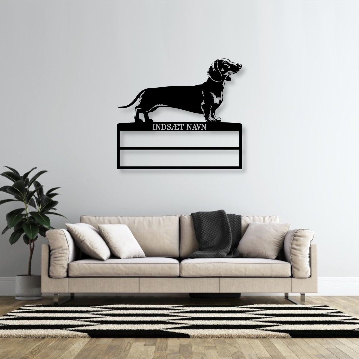 Personlig Gravhund rosette display metalskilt med personlig tekst og navn. Unik Gaveide til hundeejer.