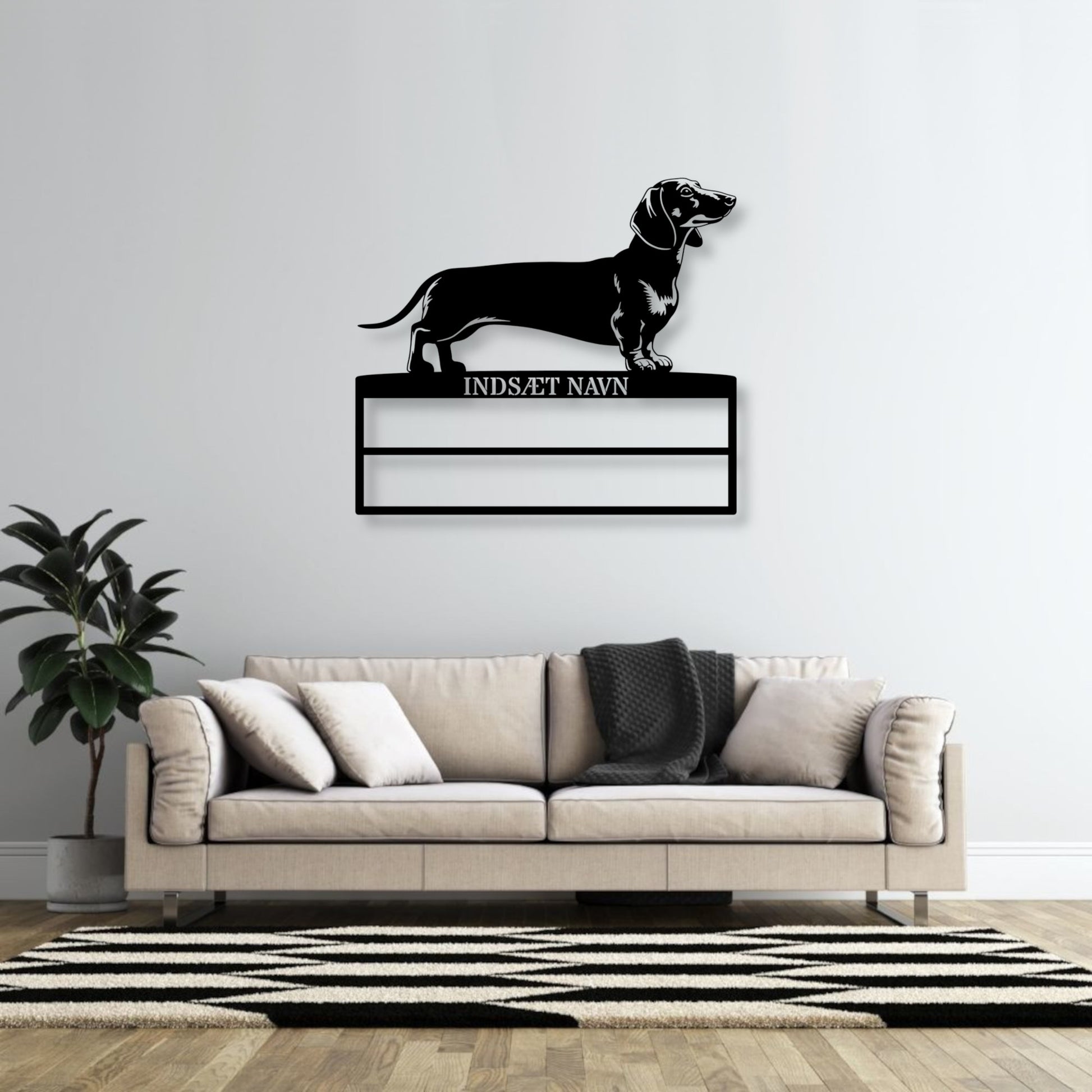 Personlig Gravhund rosette display metalskilt med personlig tekst og navn. Unik Gaveide til hundeejer.