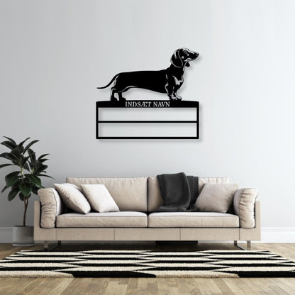 Personlig Gravhund rosette display metalskilt med personlig tekst og navn. Unik Gaveide til hundeejer.