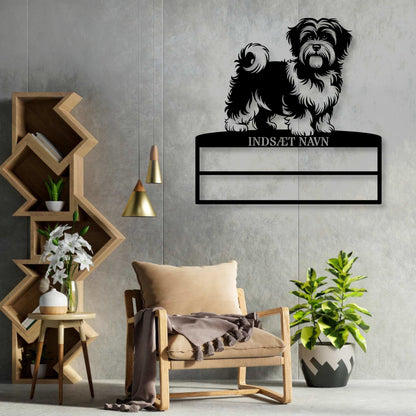 Personlig Havaneser rosette display metalskilt med personlig tekst og navn. Unik Gaveide til hundeejeren....