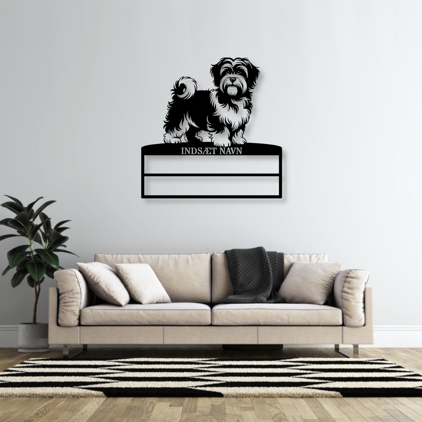 Personlig Havaneser rosette display metalskilt med personlig tekst og navn. Unik Gaveide til hundeejeren...