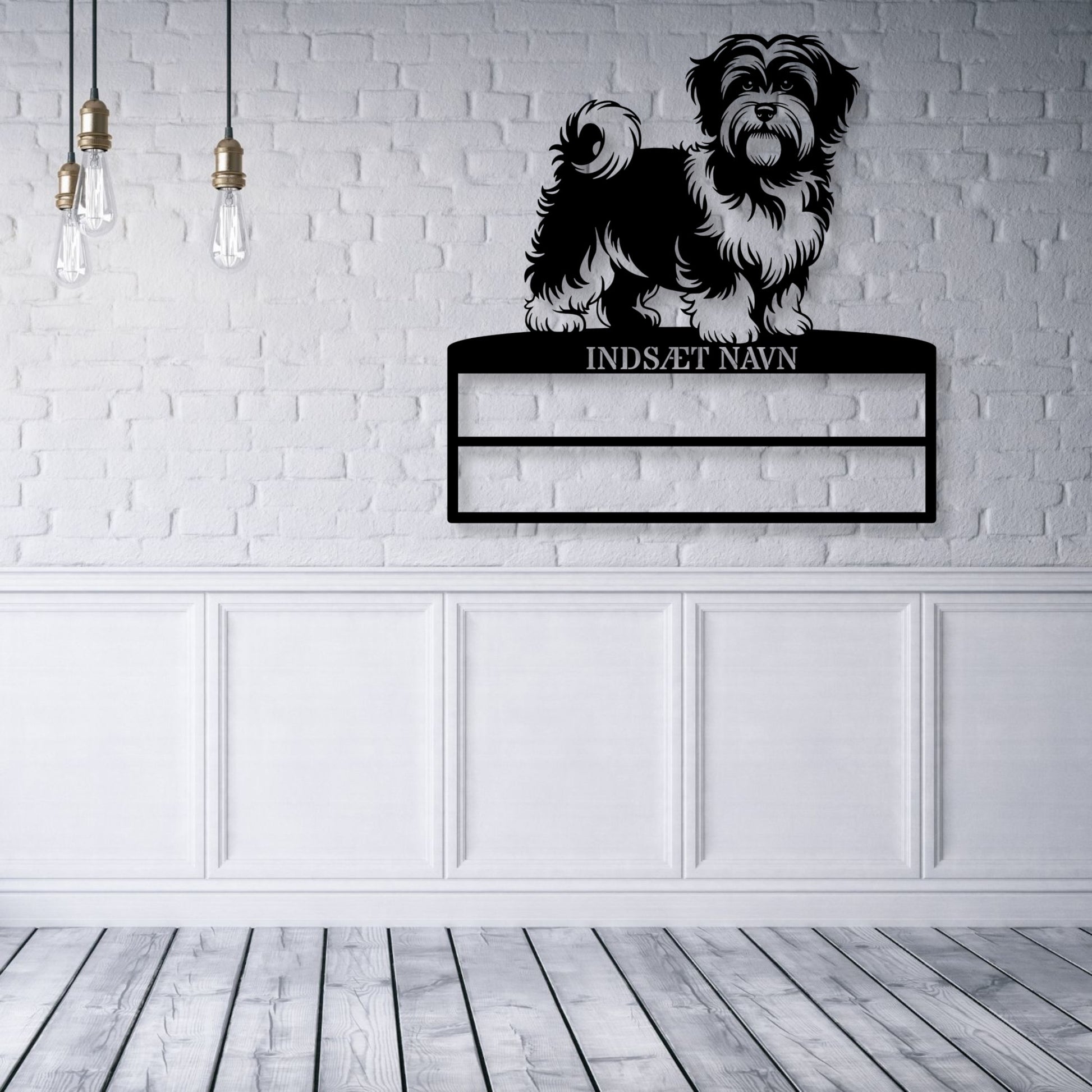 Personlig Havaneser rosette display metalskilt med personlig tekst og navn. Unik Gaveide til hundeejeren.