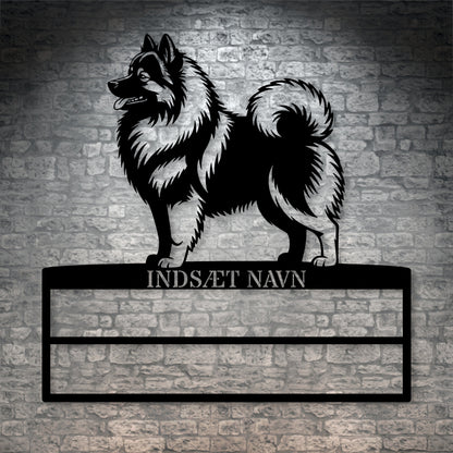 Personlig Keeshond væg metalskilt med personlig tekst til rosetter. Unik Gaveide til hundeejer