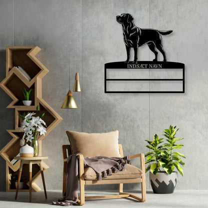 Personlig Labrador Retriever rosette display metalskilt med personlig tekst og navn. Unik Gaveide til hundeejeren....