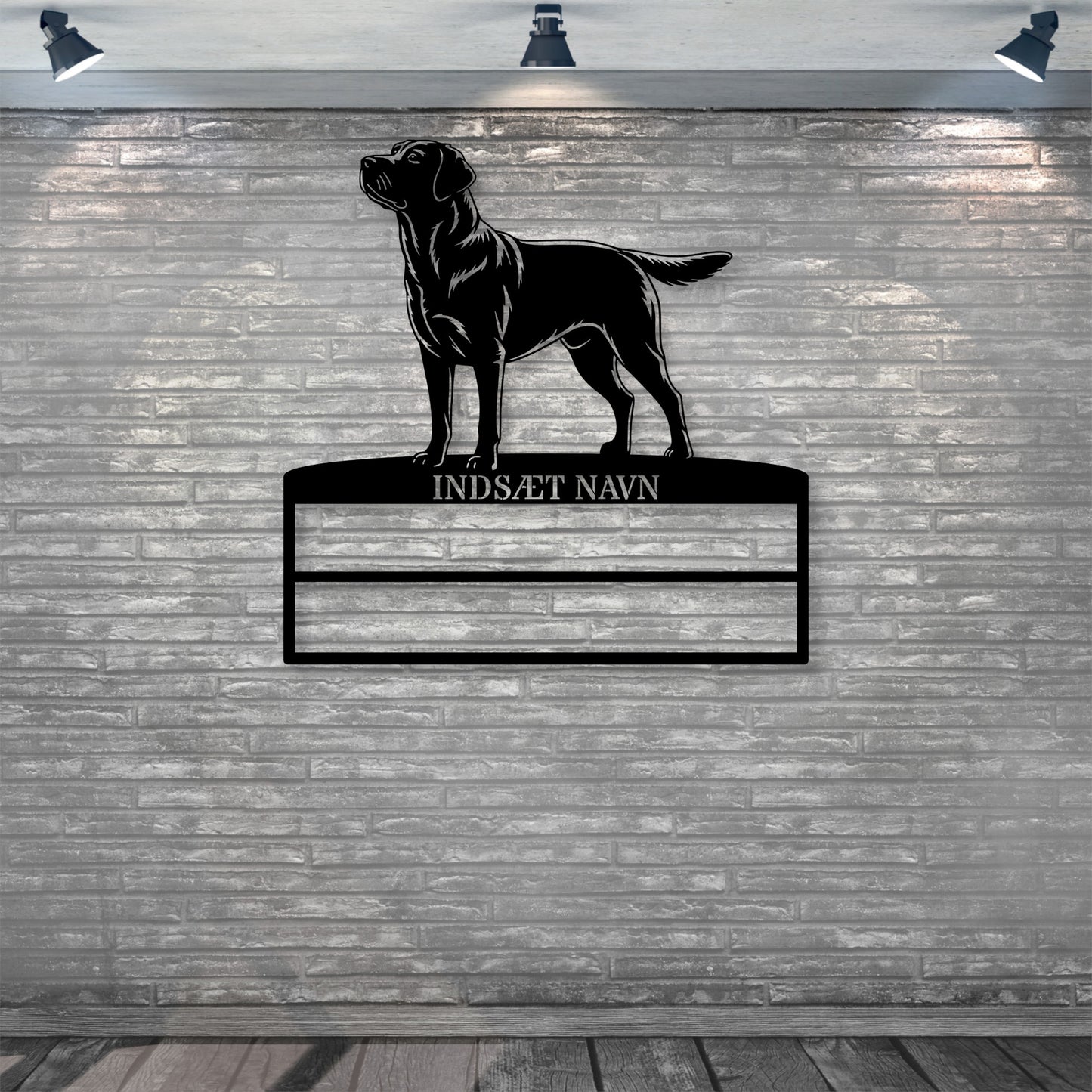 Personlig Labrador Retriever rosette display metalskilt med personlig tekst og navn. Unik Gaveide til hundeejeren..