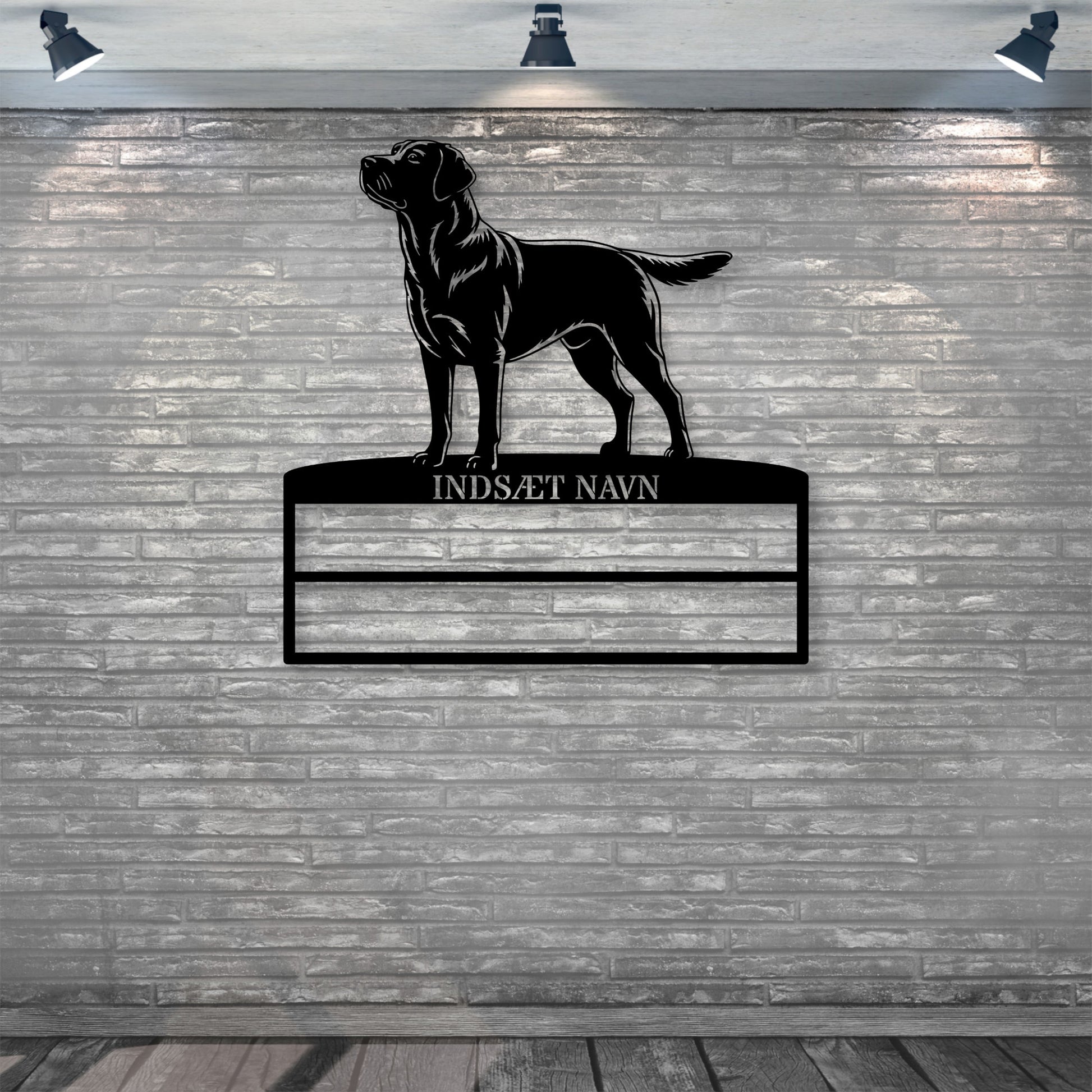 Personlig Labrador Retriever rosette display metalskilt med personlig tekst og navn. Unik Gaveide til hundeejeren..