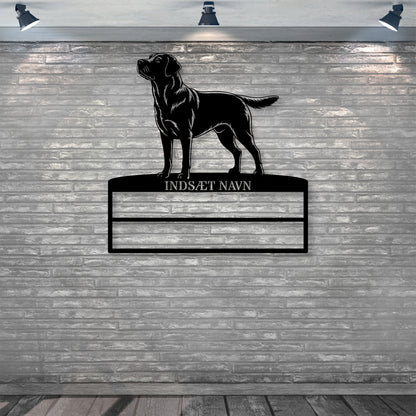 Personlig Labrador Retriever rosette display metalskilt med personlig tekst og navn. Unik Gaveide til hundeejeren..