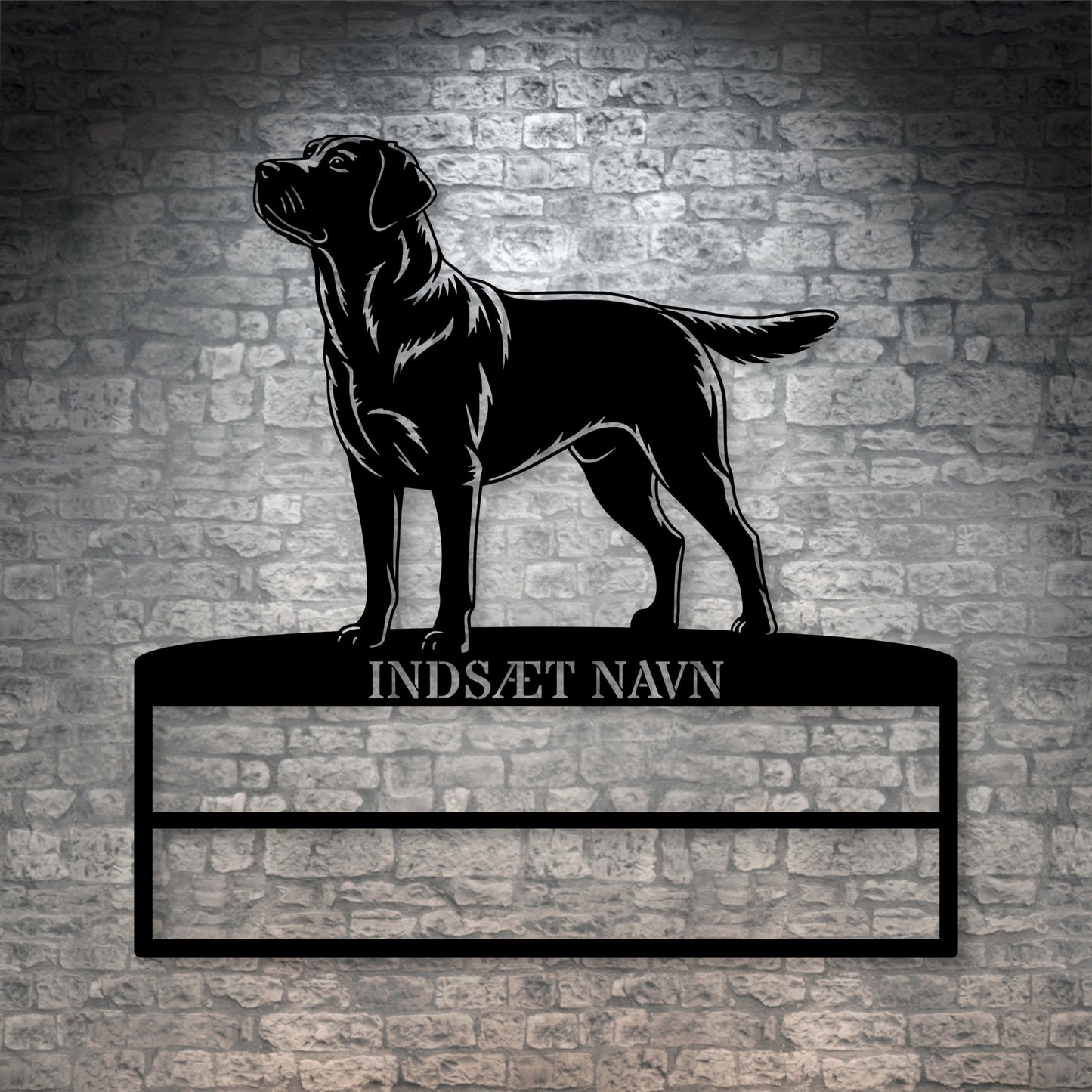 Personlig Labrador Retriever rosette display metalskilt med personlig tekst og navn. Unik Gaveide til hundeejeren