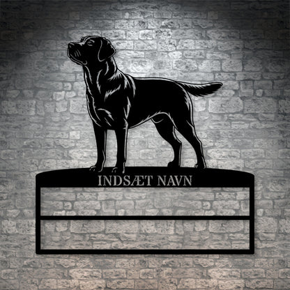 Personlig Labrador Retriever rosette display metalskilt med personlig tekst og navn. Unik Gaveide til hundeejeren