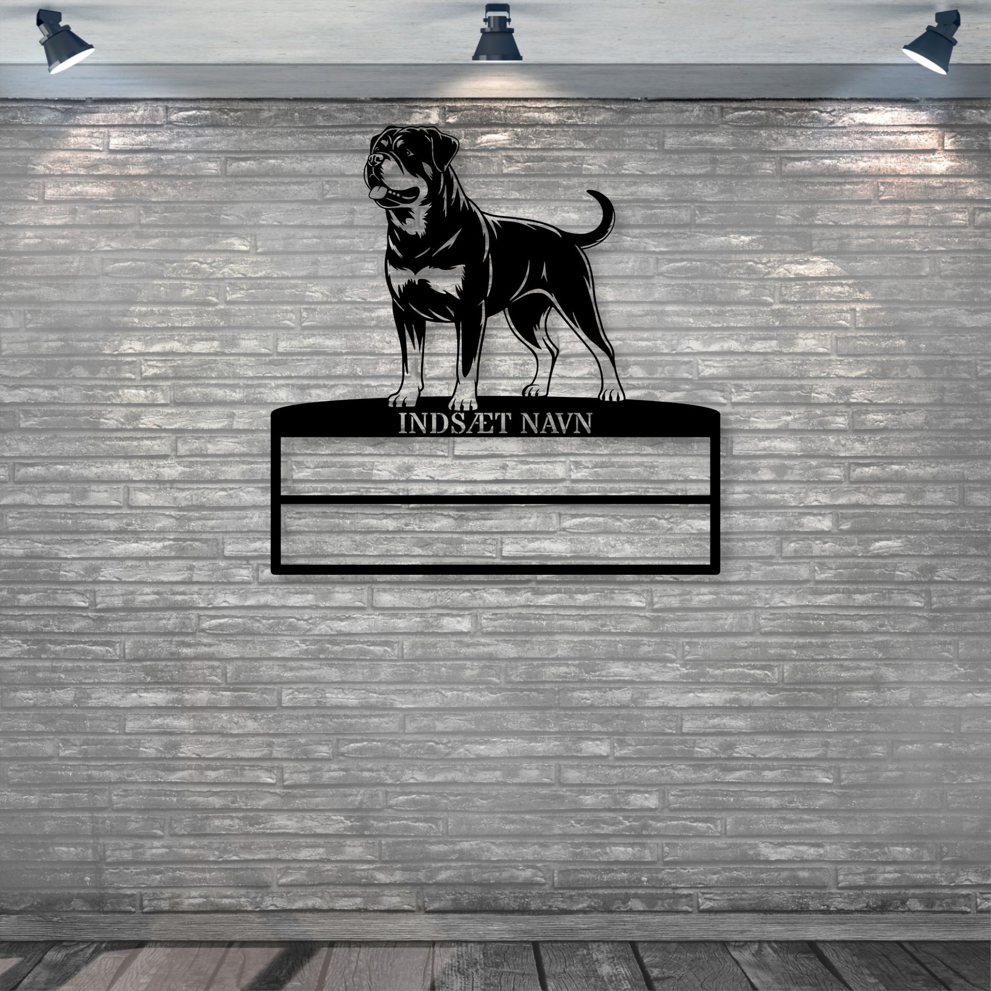 Personlig Rottweiler rosette display metalskilt med personlig navn. Unik Gaveide til hundeejeren...