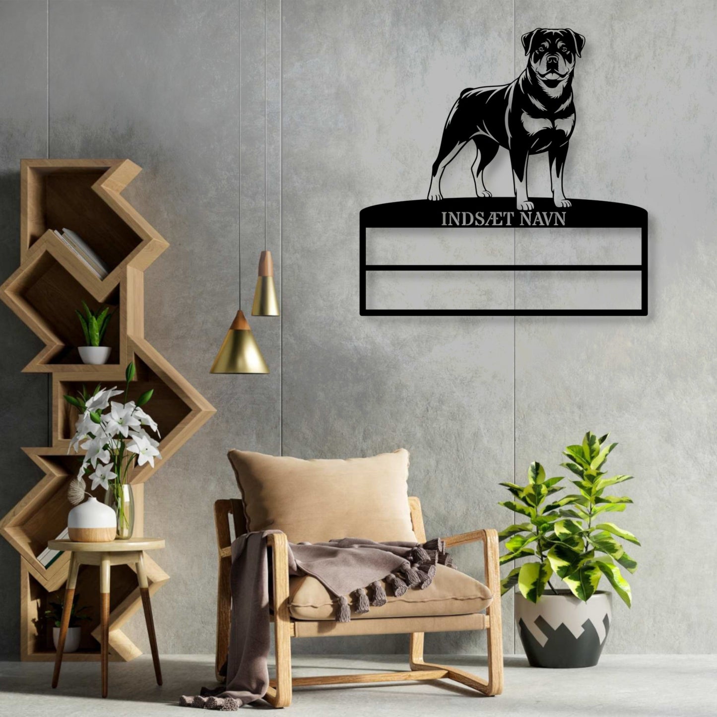 Personlig Rottweiler rosette display metalskilt med personlig tekst og navn. Unik Gaveide til hundeejeren....