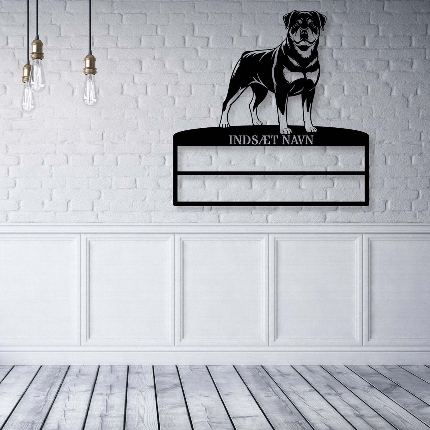 Personlig Rottweiler rosette display metalskilt med personlig tekst og navn. Unik Gaveide til hundeejeren...