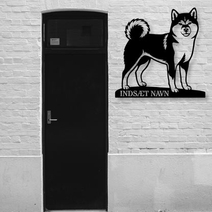 Personlig Shiba metalskilt med hundenavn...