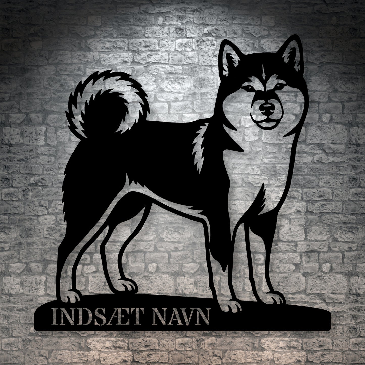 Personlig Shiba metalskilt med hundenavn