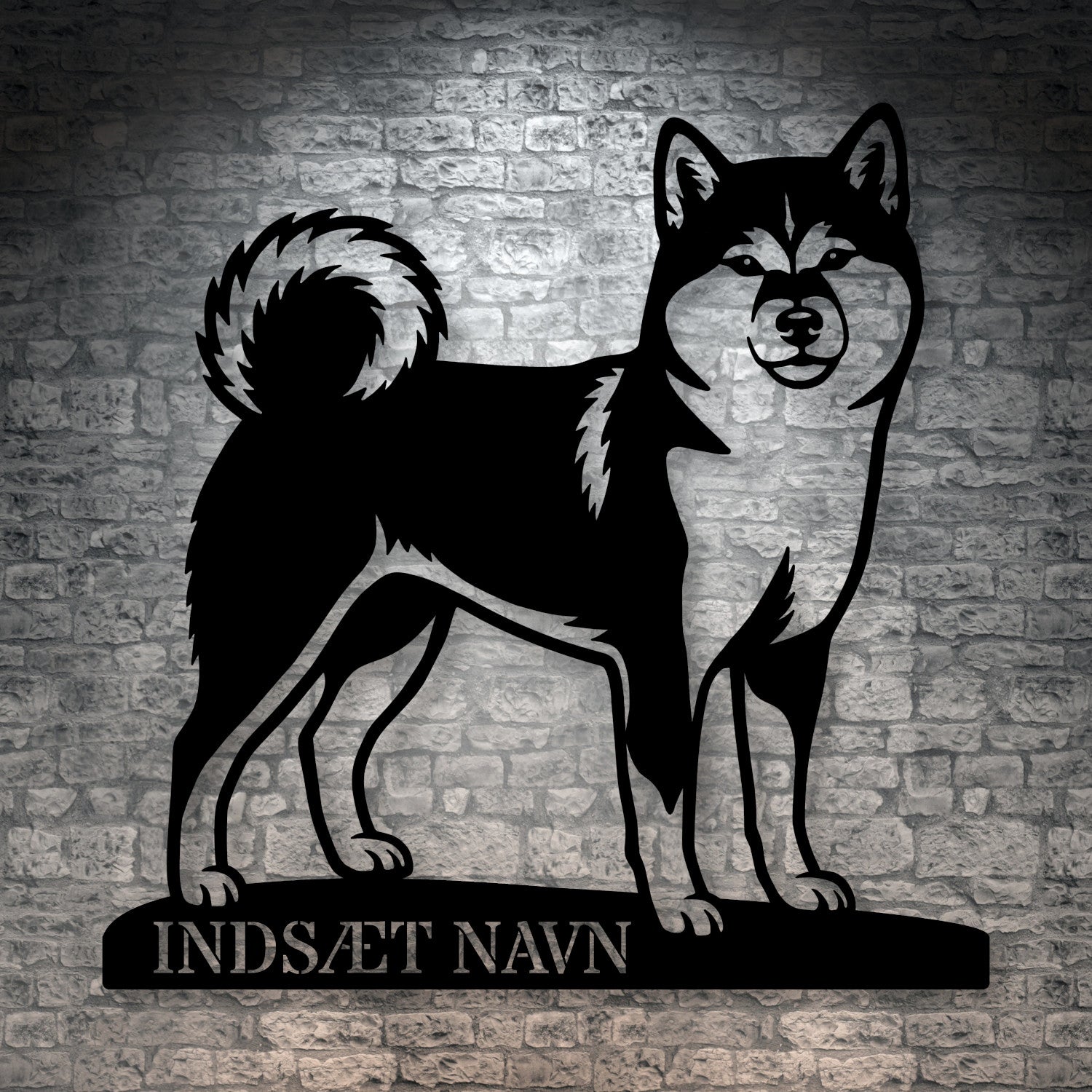 Personlig Shiba metalskilt med hundenavn
