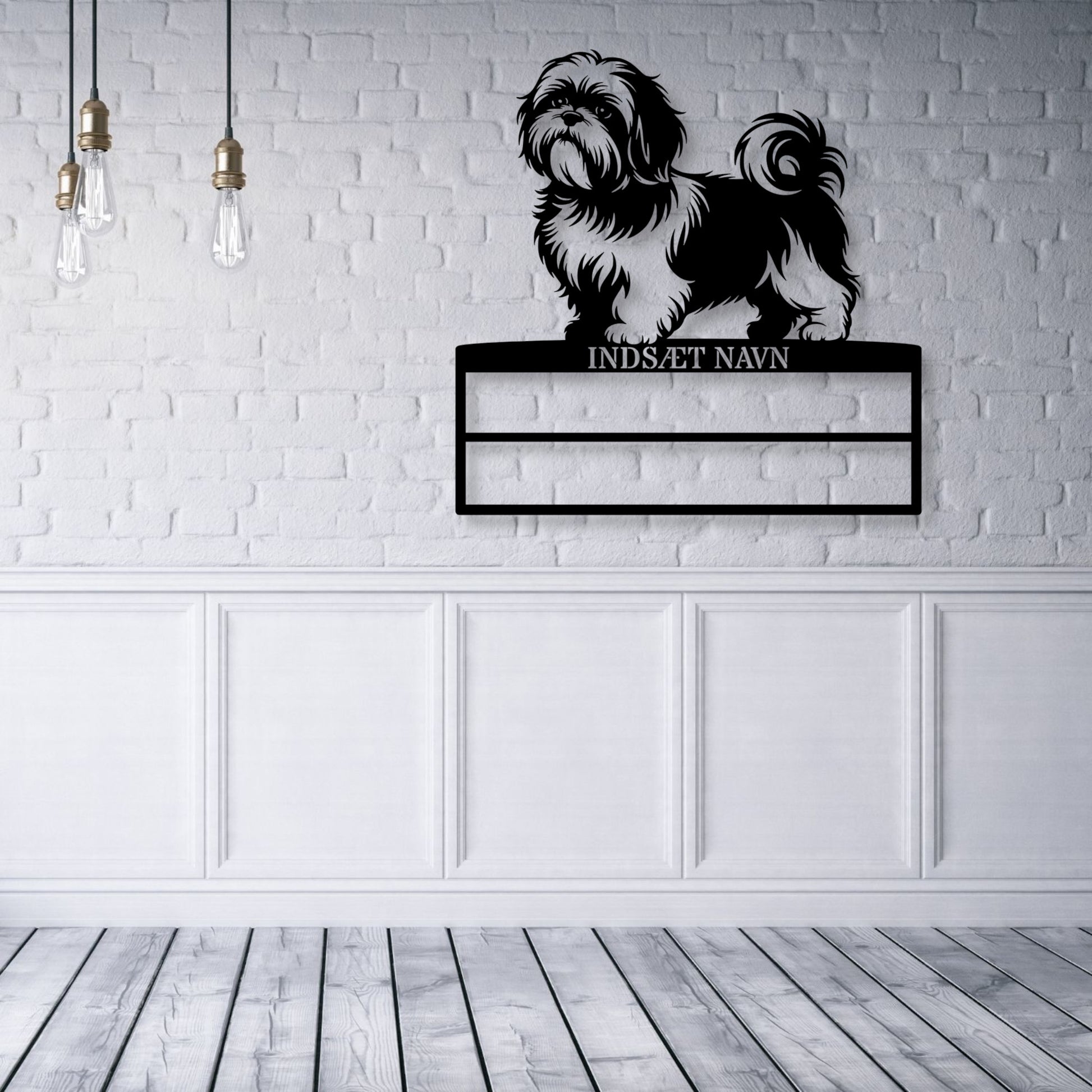 Personlig Shih Tzu rosette display metalskilt med personlig navn. Unik Gaveide til hundeejeren...