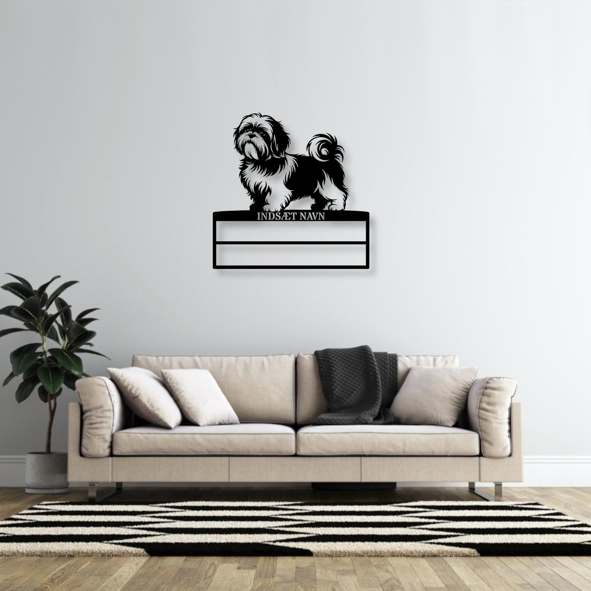 Personlig Shih Tzu rosette display metalskilt med personlig navn. Unik Gaveide til hundeejeren