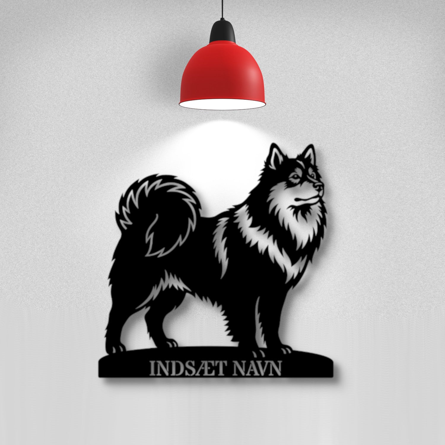 Personlig Svensk lapphund metalskilt med hundenavn.