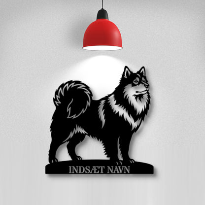 Personlig Svensk lapphund metalskilt med hundenavn.
