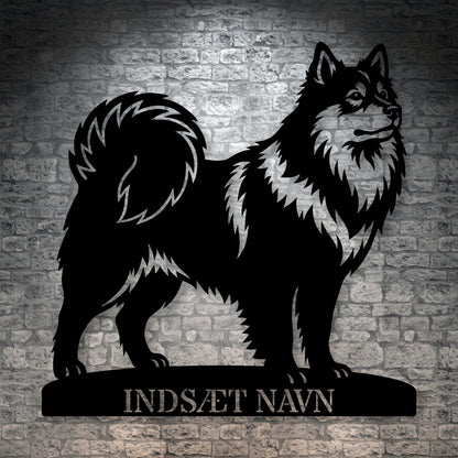 Personlig Svensk lapphund metalskilt med hundenavn
