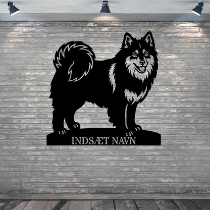 Personlig Svensk lapphund stort metalskilt med hundenavn.