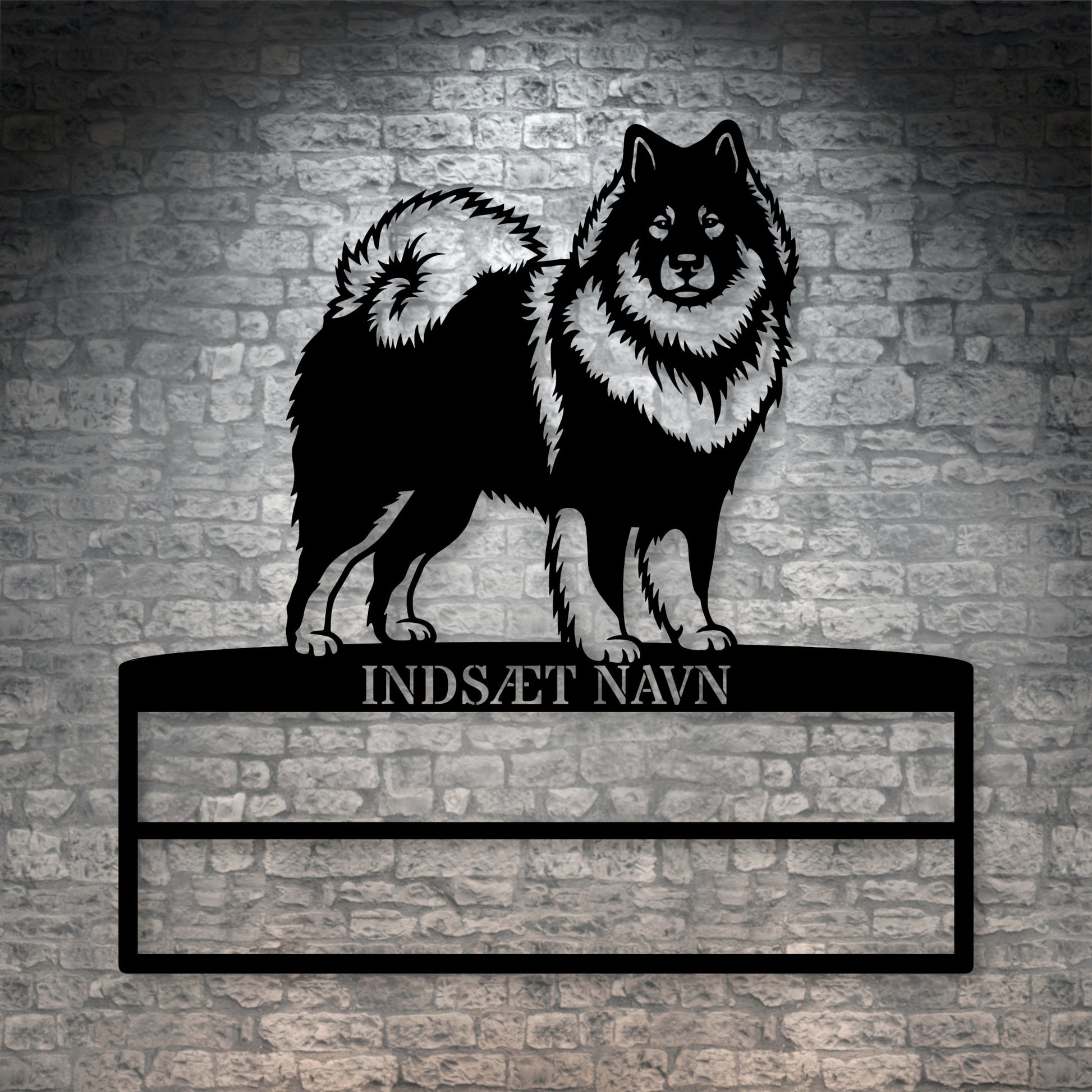 Personlig eurasier metal navneskilt med hundenavn til rosetter