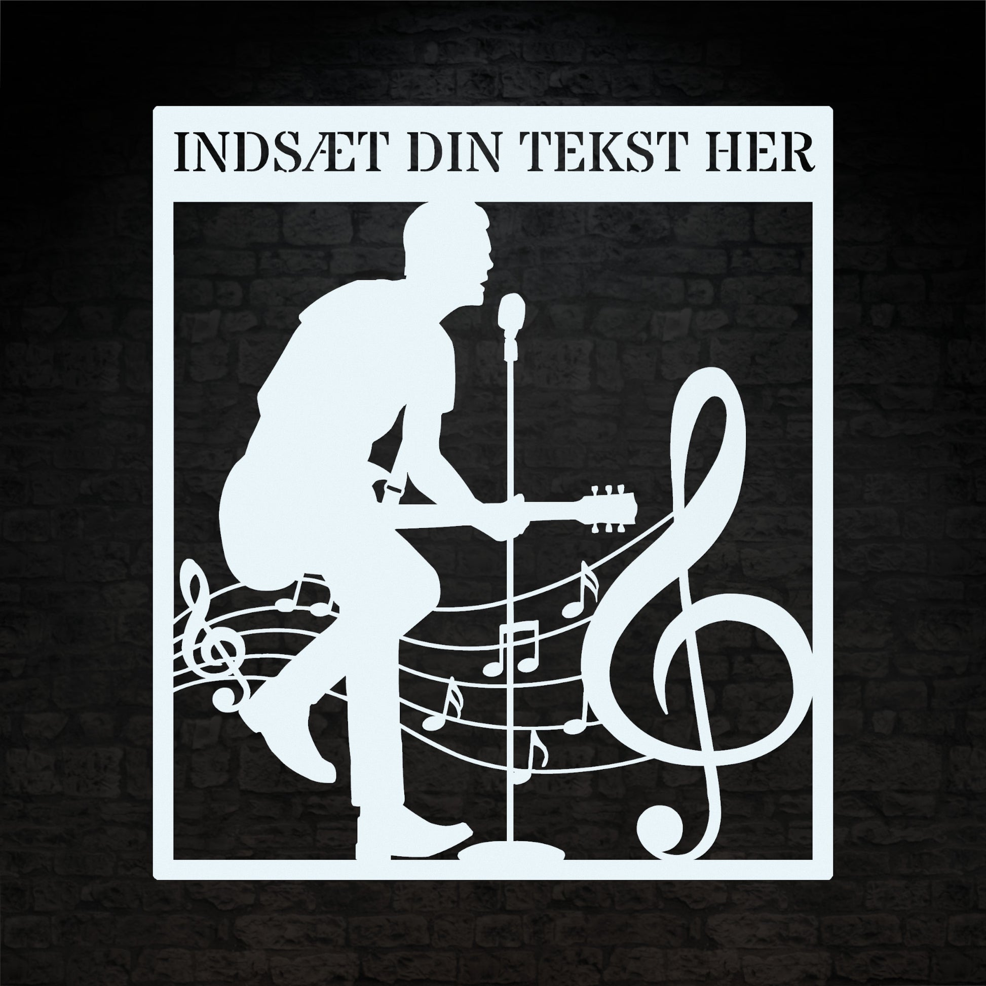 Personlig guitarist væg metalskilt i hvid med tekst. Unik musikelsker navneskilt gaveidé