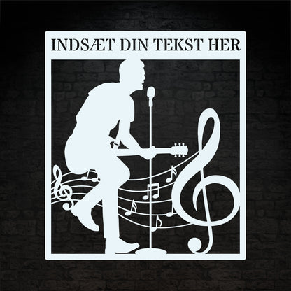 Personlig guitarist væg metalskilt i hvid med tekst. Unik musikelsker navneskilt gaveidé