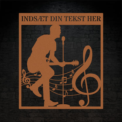 Personlig guitarist væg metalskilt i kobber med tekst. Unik musikelsker navneskilt gaveidé
