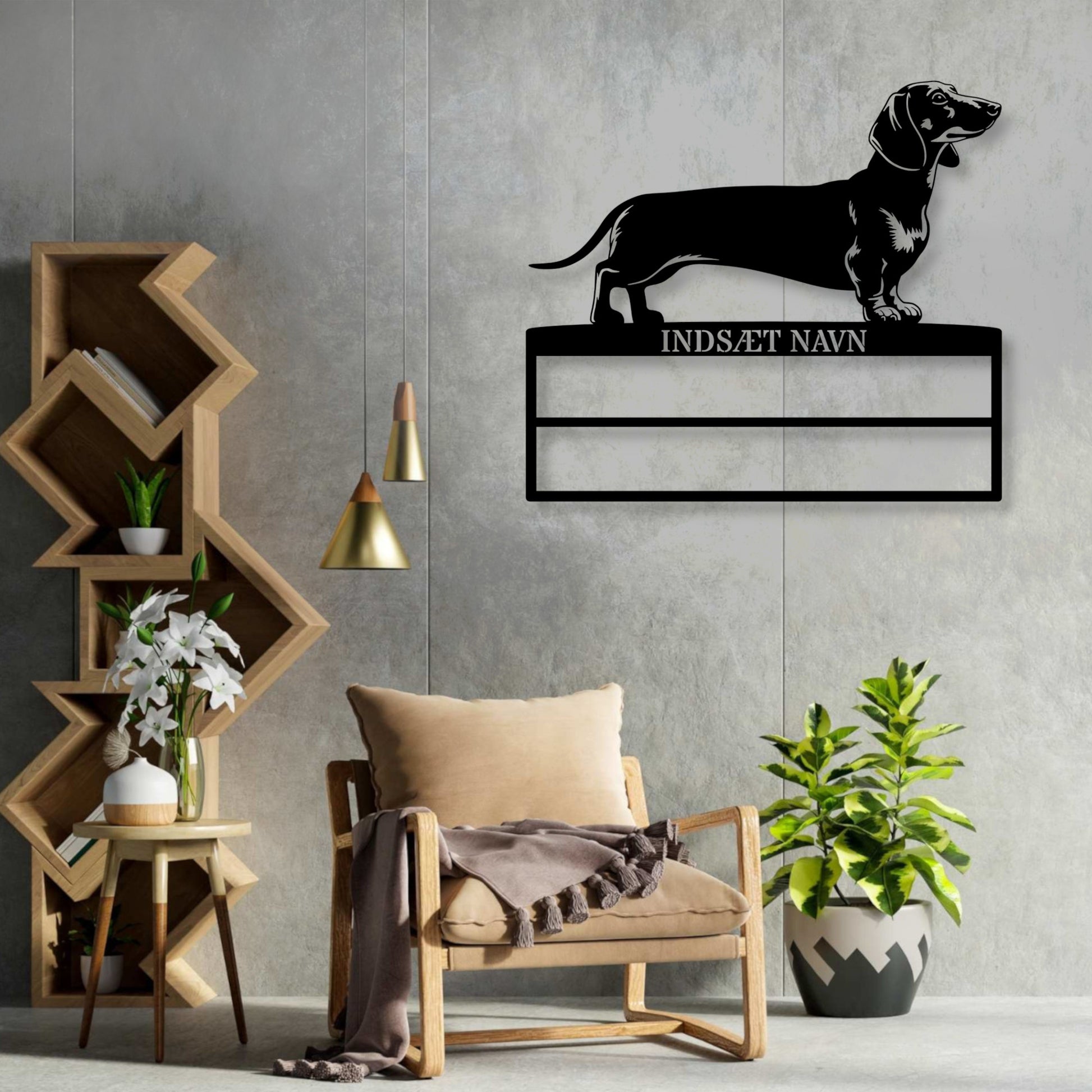 Personlig "her vogter jeg" Gravhund metalskilt med hundenavn. Unik gaveide til schæfer hundeejeren....