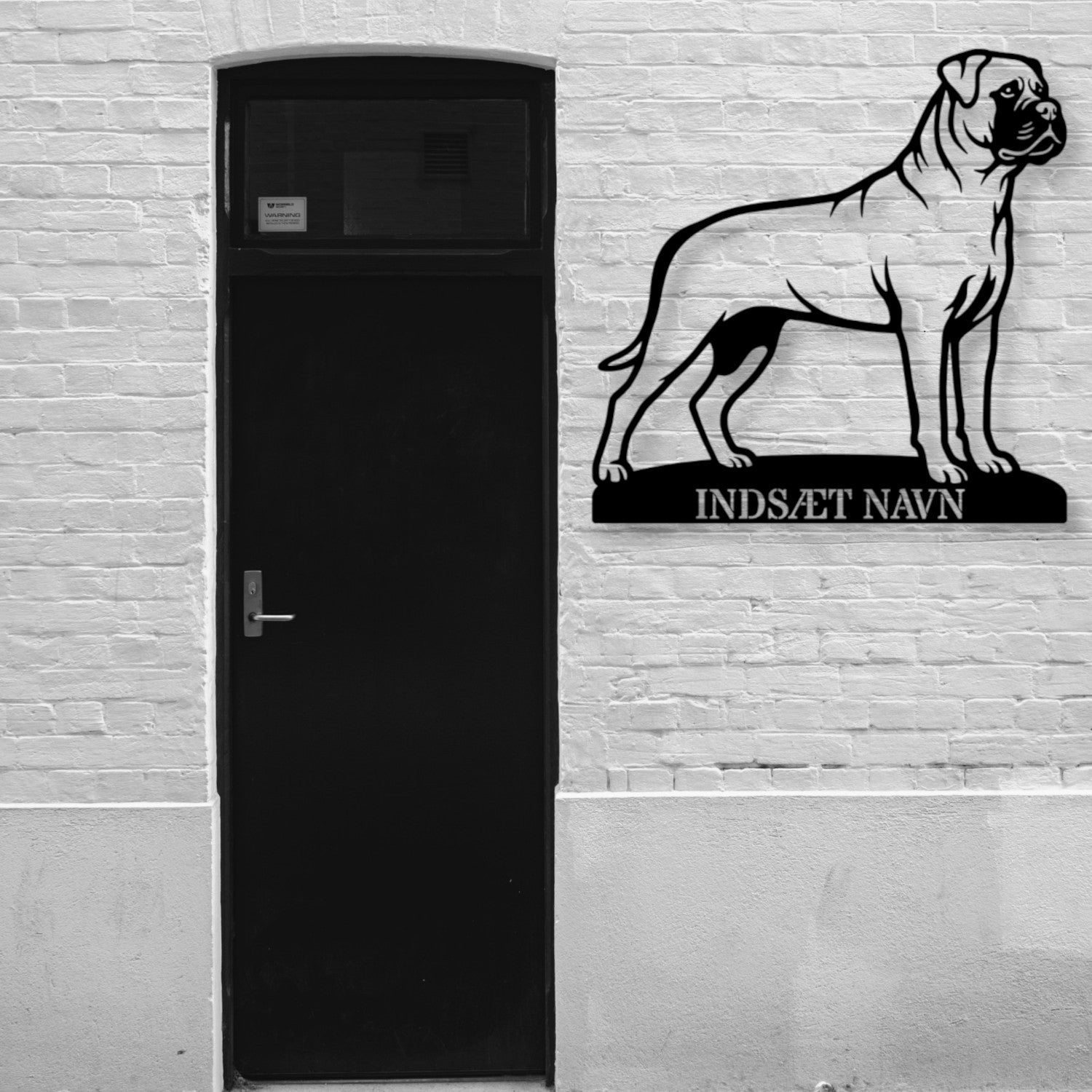 Personlig lys Bullmastiff metalskilt med hundenavn....