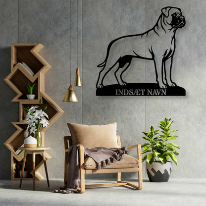 Personlig lys Bullmastiff metalskilt med hundenavn...