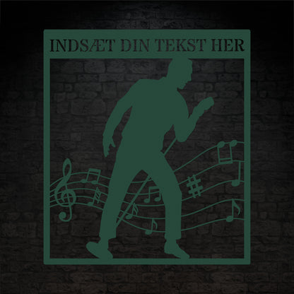 Personlig mandlig sanger vægskilt i grøn med tekst. Unik gaveidé til musikeren