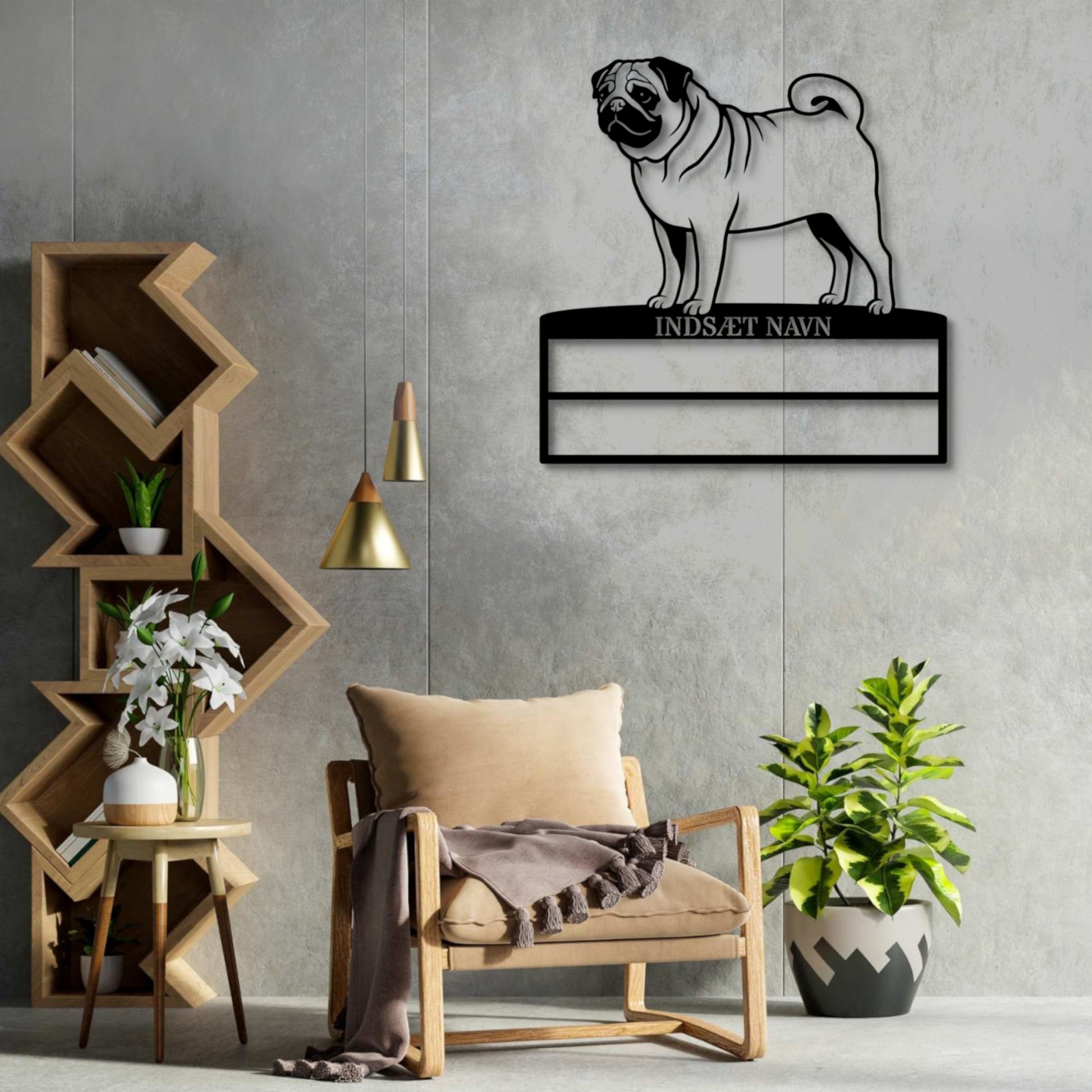 Personlig mops hunde metal navneskilt til rosetter.....