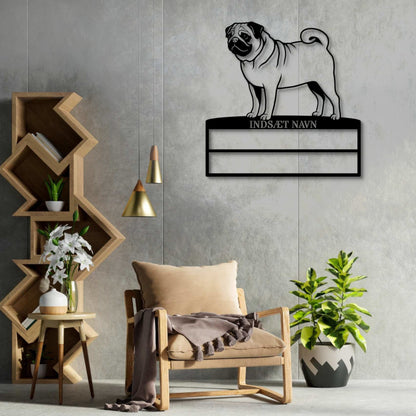 Personlig mops hunde metal navneskilt til rosetter.....